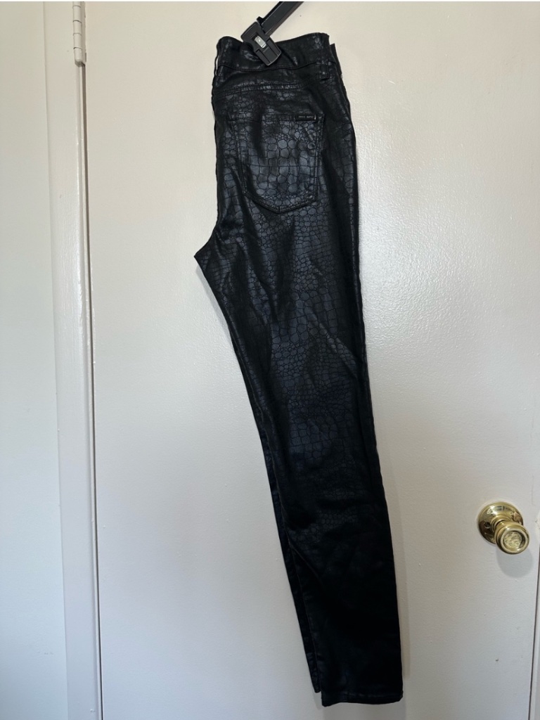 White House Black Market "The Skinny" Mid-Rise Coated Croc-Embossed Jeans. — image 8 of 8